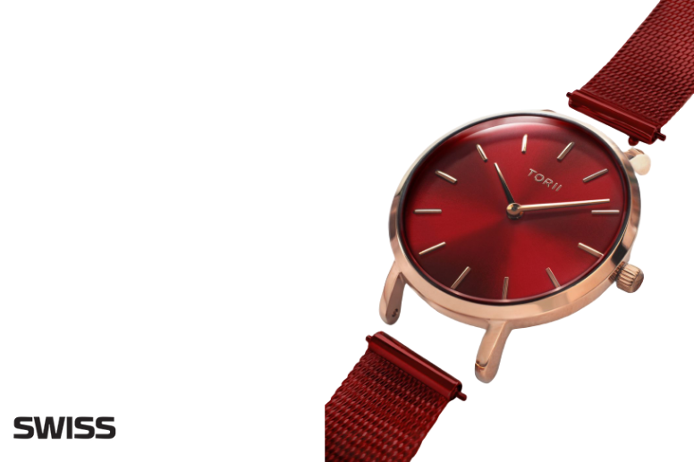 czerwony zegarek torii 