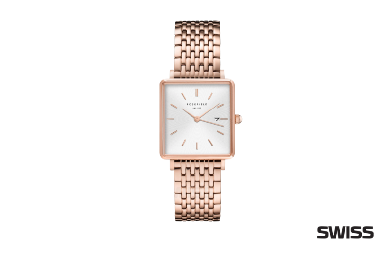 rosefield zegarek damski z rozowa bransoleta 