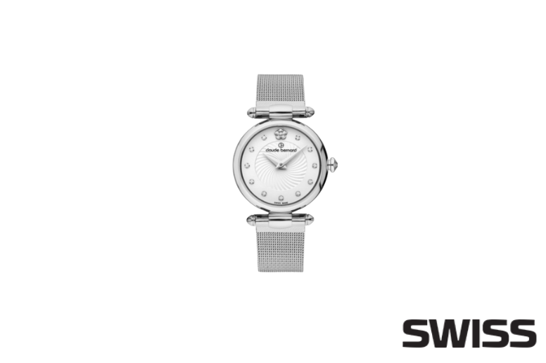 srebrny zegarek damski claude bernard 