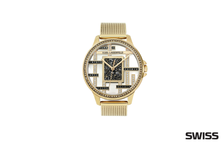 zegarek Karl Lagerfeld złoty z błyszczącą tarczą