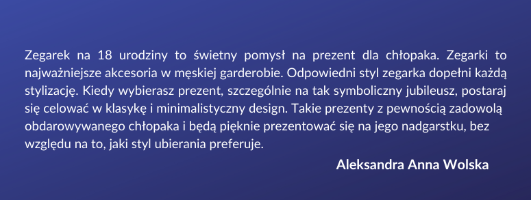 jaki zegarek na 18 urodziny dla chłopaka